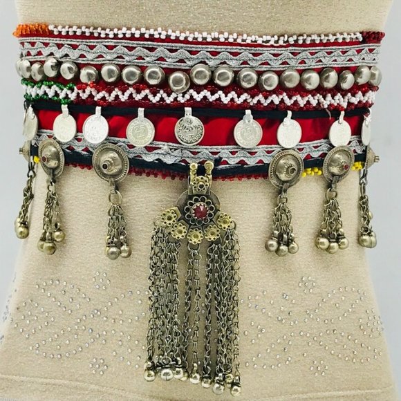 Vintage Afghan Kuchi Belt: Turkman Hanging Beads, Tribal Ornament main image 8